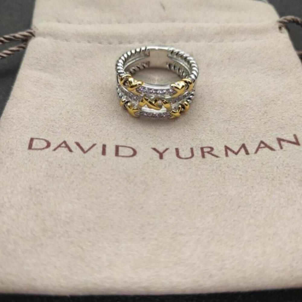 David Yurman Silver and Gold Women's Ring sz7